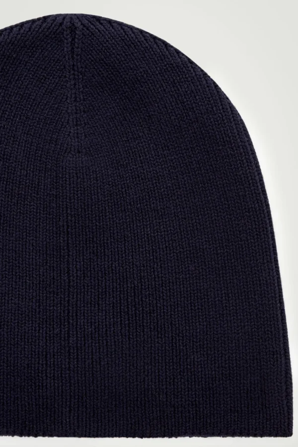 COS FITTED MERINO WOOL BEANIE NAVY Online