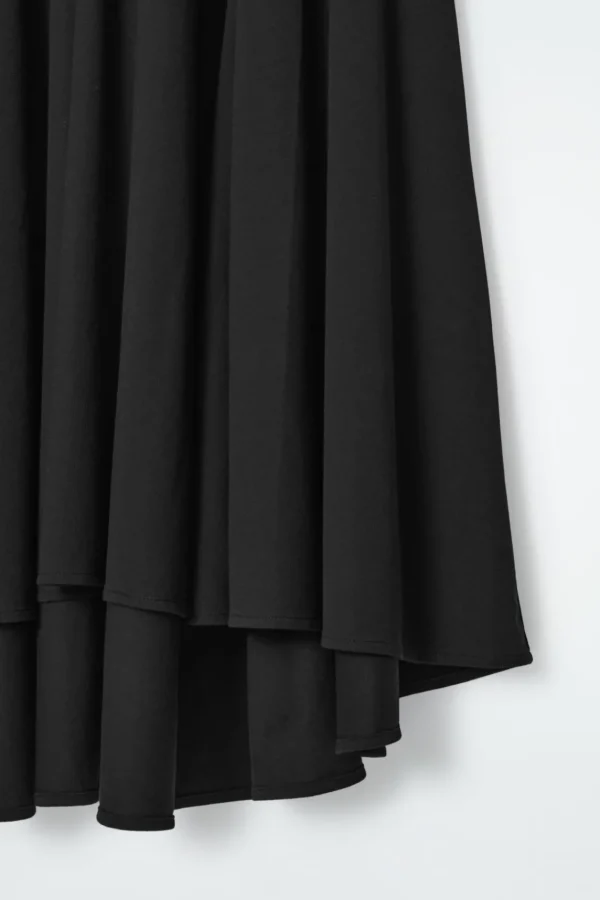 COS FLARED ASYMMETRIC MIDI SKIRT BLACK Flash Sale