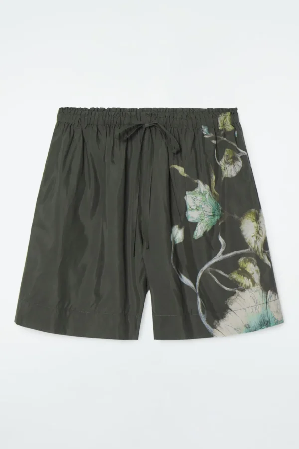 COS FLORAL DRAWSTRING SHORTS CHARCOAL / FLORAL Clearance