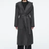 COS FRINGED DOUBLE-FACED WOOL COAT DARK GRAY Hot