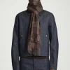 COS FRINGED WOOL-CASHMERE SCARF BROWN / APRICOT / CHECKED Hot