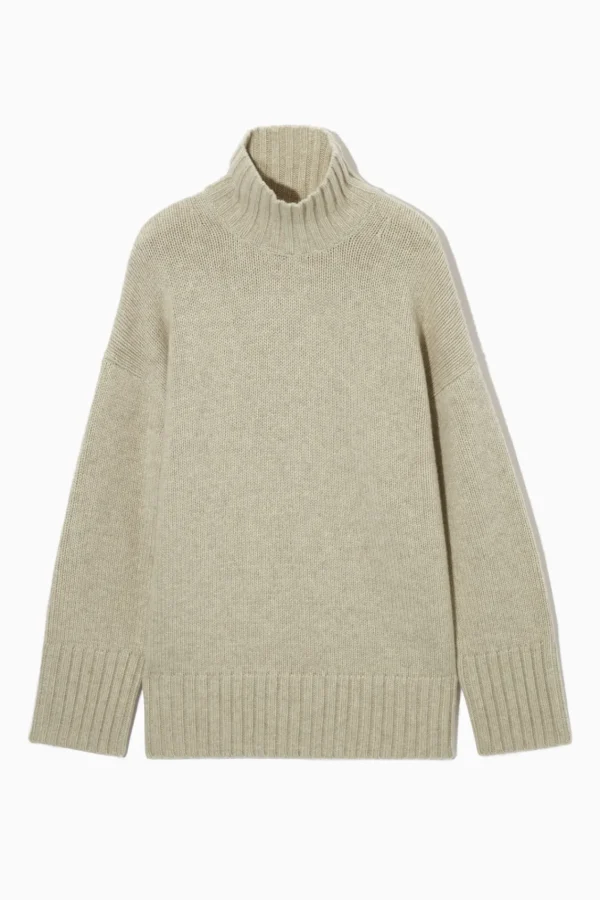 COS FUNNEL-NECK PURE CASHMERE SWEATER CREAM Outlet