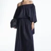 COS GATHERED DENIM MAXI SKIRT DARK BLUE Online