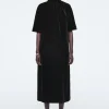 COS GATHERED SILK-BLEND VELVET MIDI DRESS BLACK Sale