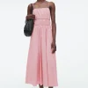 COS GATHERED-WAIST MIDI DRESS PINK Online