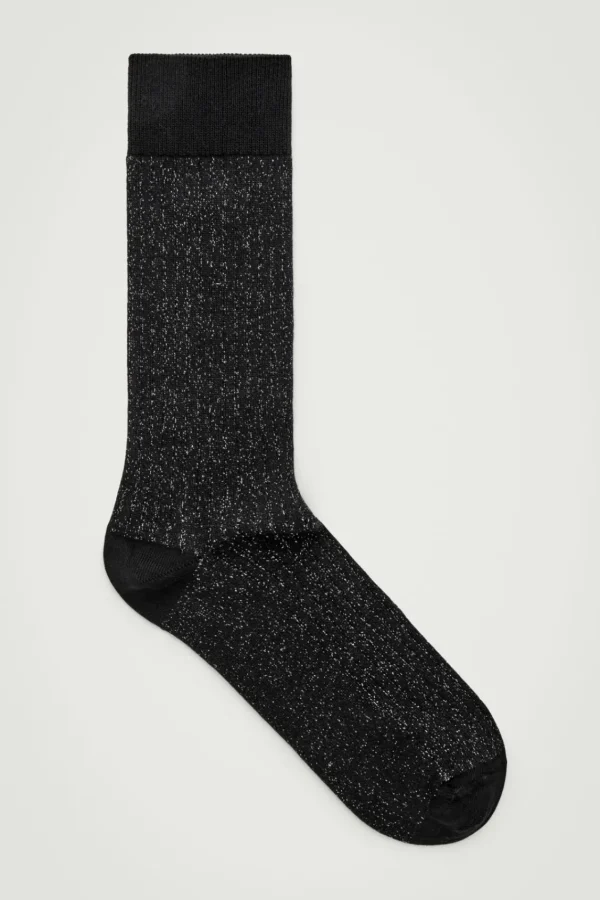 COS GLITTERED RIBBED SOCKS BLACK Online