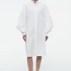 COS GRANDAD-COLLAR MIDI SHIRT DRESS WHITE Cheap