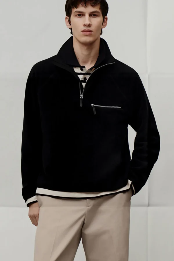 COS HALF-ZIP SHERPA FLEECE SWEATER BLACK Shop