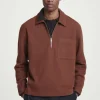 COS HALF-ZIP WOOL-BLEND SWEATER RUST Shop