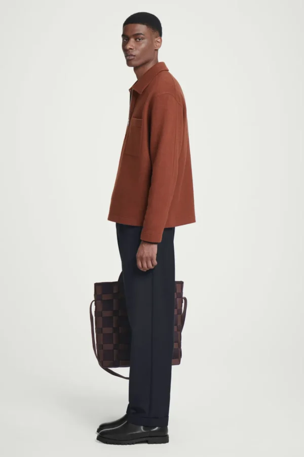 COS HALF-ZIP WOOL-BLEND SWEATER RUST Shop