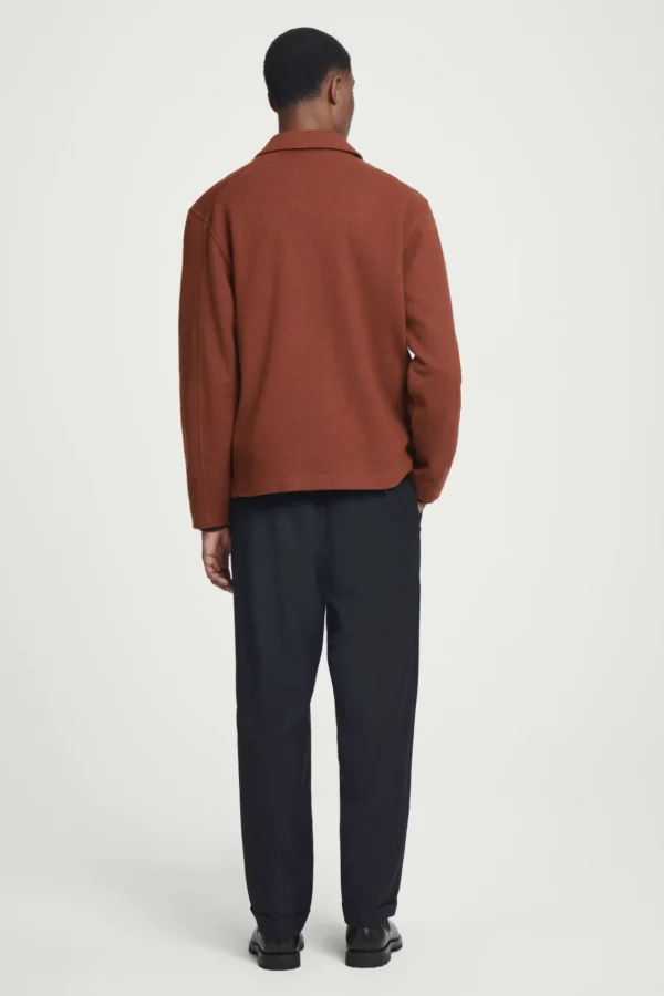 COS HALF-ZIP WOOL-BLEND SWEATER RUST Shop