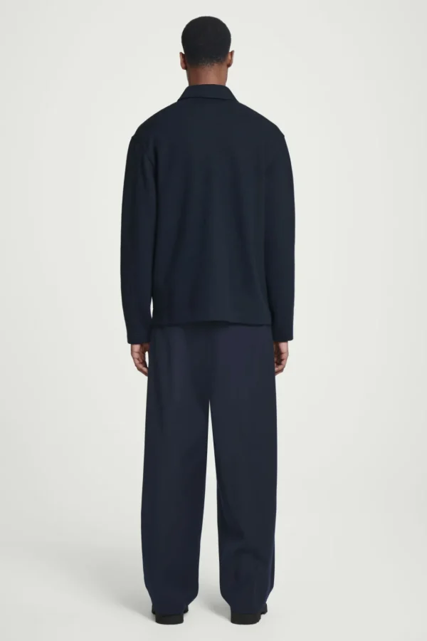 COS HALF-ZIP WOOL-BLEND SWEATER NAVY Discount