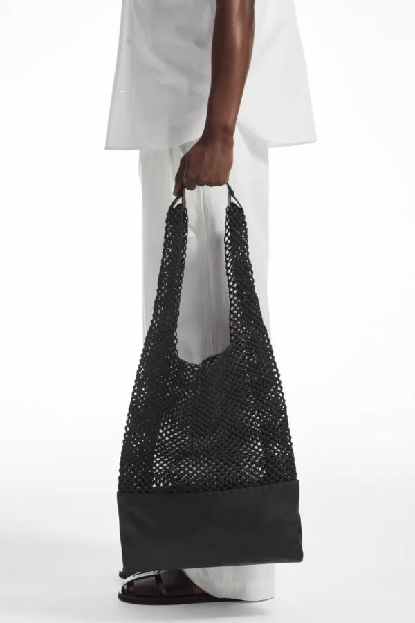 COS HAND-WOVEN TOTE - LEATHER BLACK Outlet