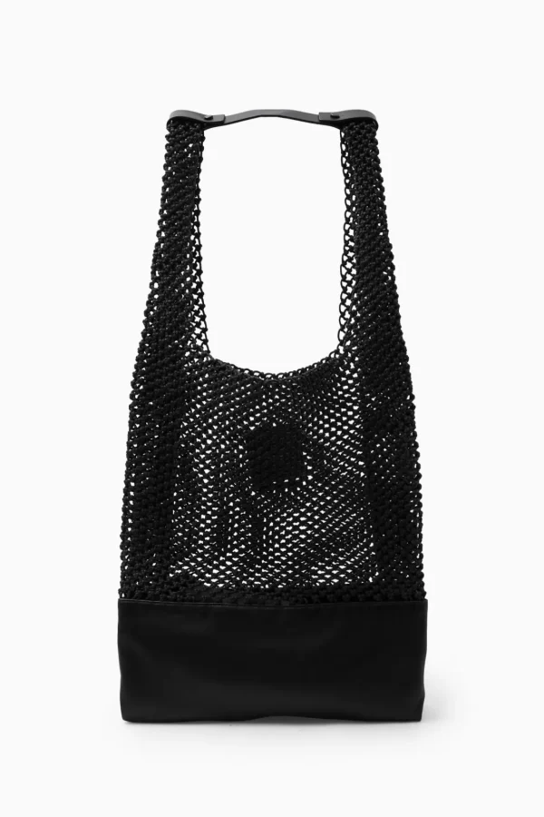 COS HAND-WOVEN TOTE - LEATHER BLACK Outlet