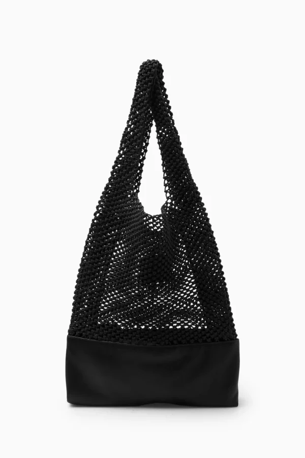 COS HAND-WOVEN TOTE - LEATHER BLACK Outlet