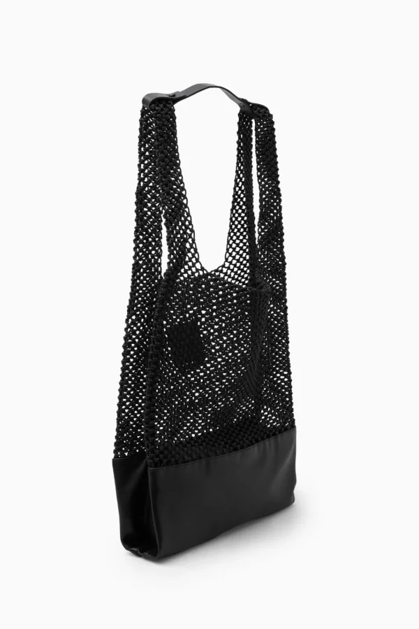 COS HAND-WOVEN TOTE - LEATHER BLACK Outlet