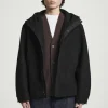 COS HOODED BOILED WOOL PARKA JACKET BLACK Store