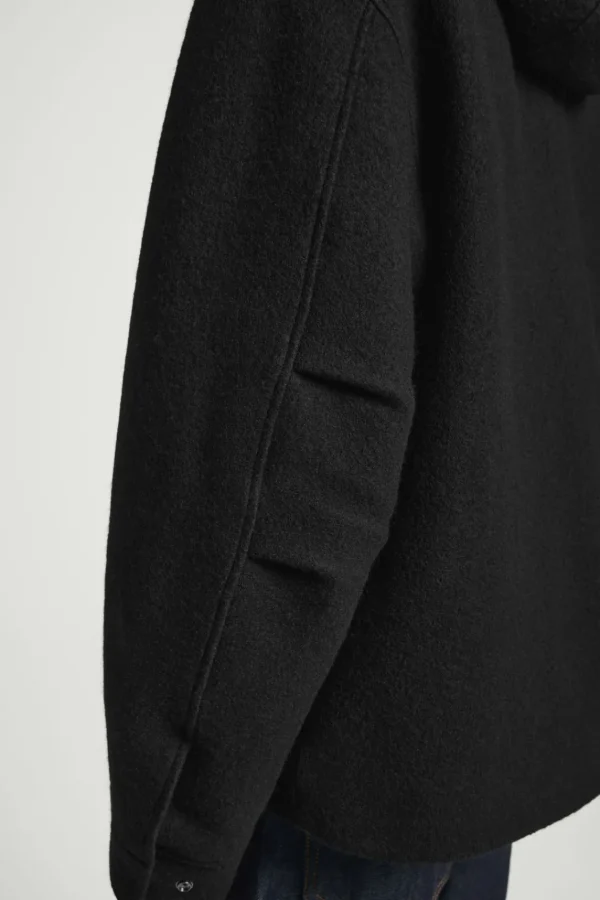 COS HOODED BOILED WOOL PARKA JACKET BLACK Store