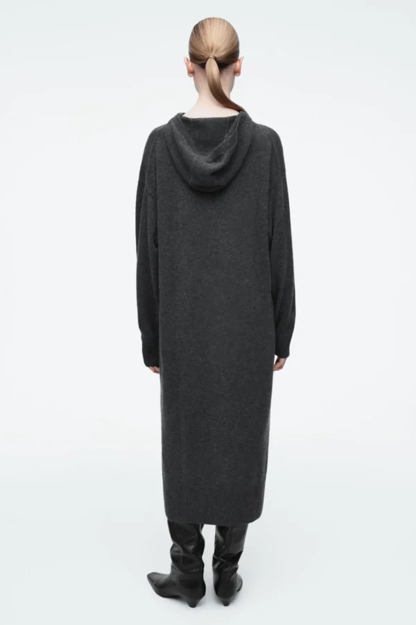 COS HOODED MERINO WOOL MAXI DRESS DARK GRAY Flash Sale