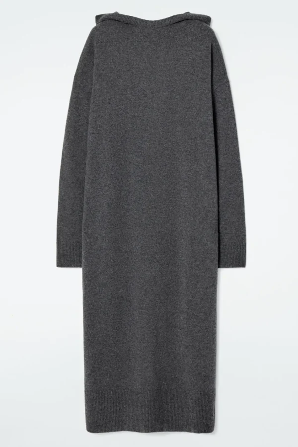 COS HOODED MERINO WOOL MAXI DRESS DARK GRAY Flash Sale