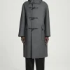 COS HOODED WOOL DUFFLE COAT DARK GRAY Fashion