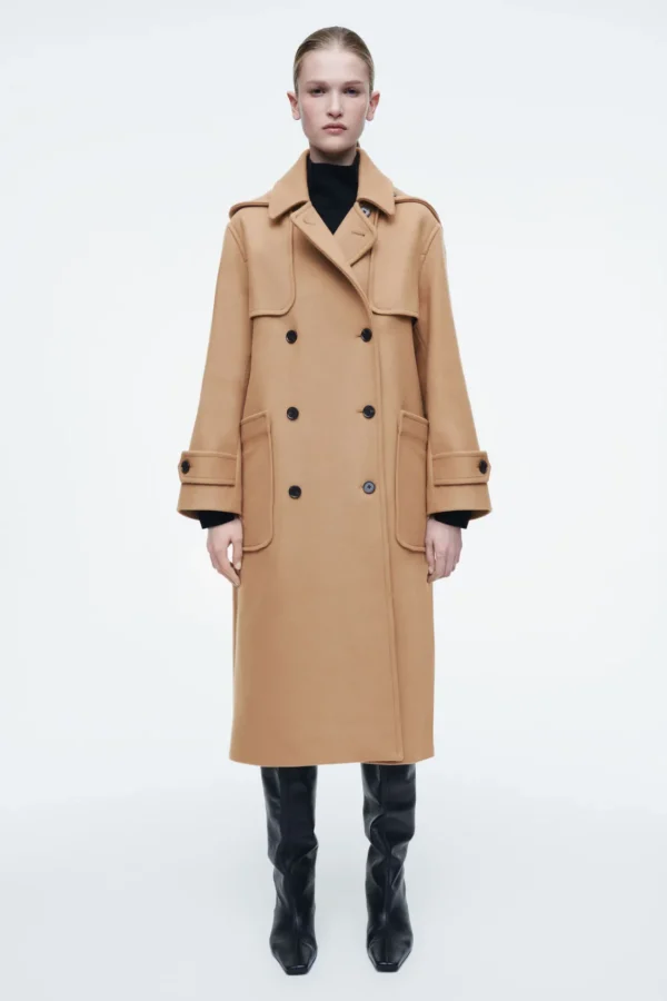 COS HOODED WOOL DUFFLE COAT CAMEL Shop