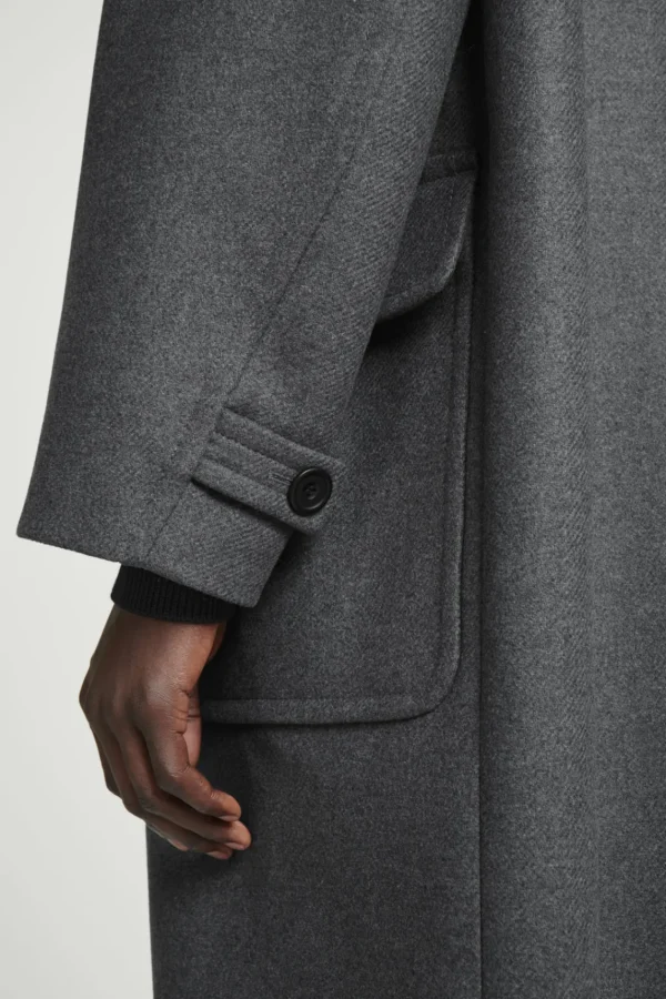 COS HOODED WOOL DUFFLE COAT DARK GRAY Fashion