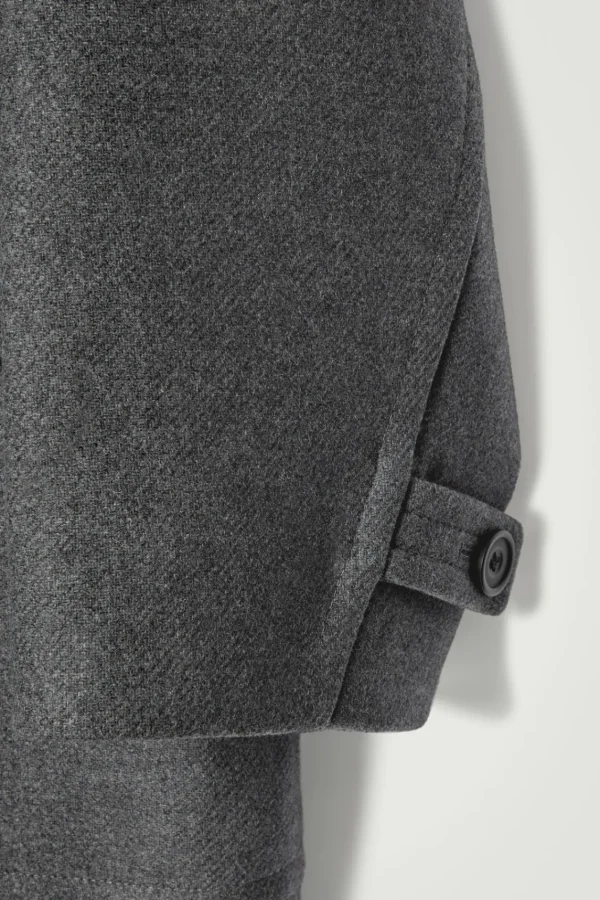 COS HOODED WOOL DUFFLE COAT DARK GRAY Fashion