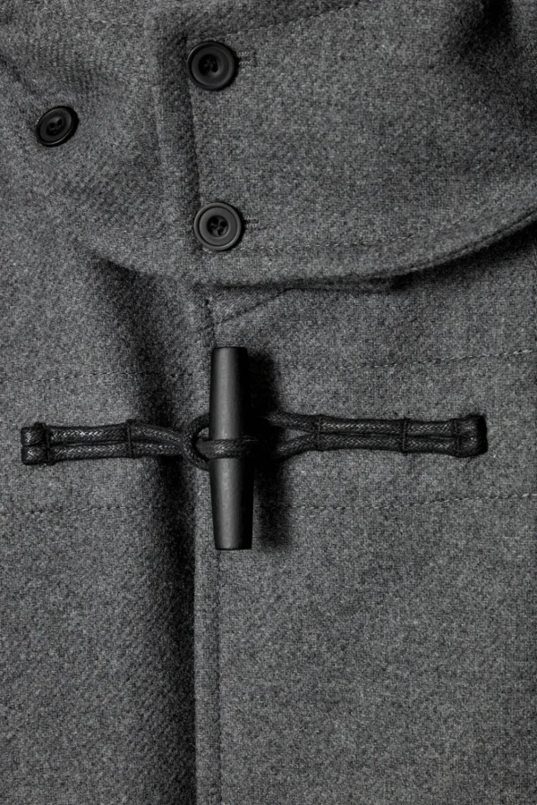 COS HOODED WOOL DUFFLE COAT DARK GRAY Fashion