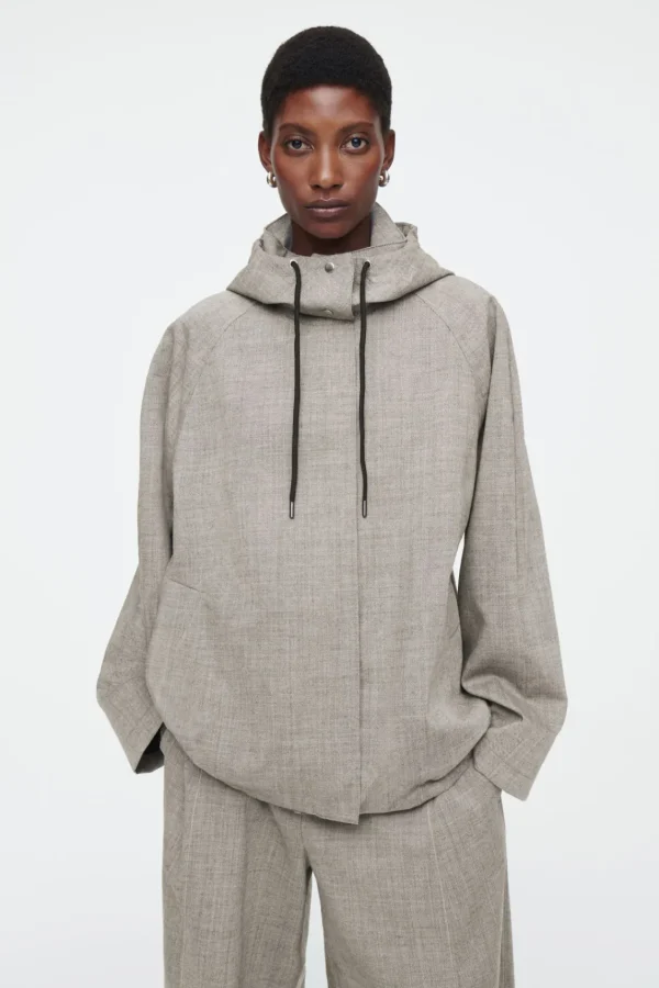 COS HOODED WOOL UTILITY JACKET GRAY MÉLANGE Best