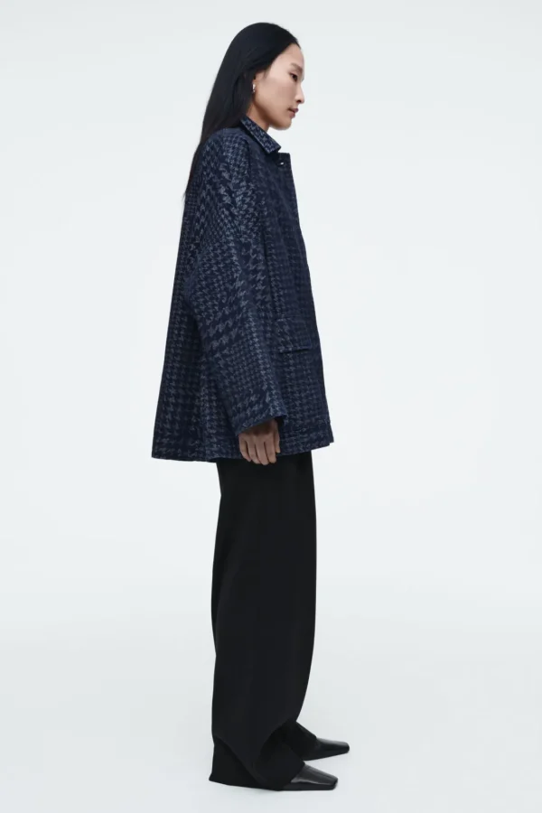 COS HOUNDSTOOTH-JACQUARD DENIM JACKET BLUE Online