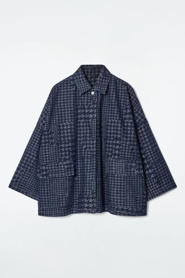 COS HOUNDSTOOTH-JACQUARD DENIM JACKET BLUE Online