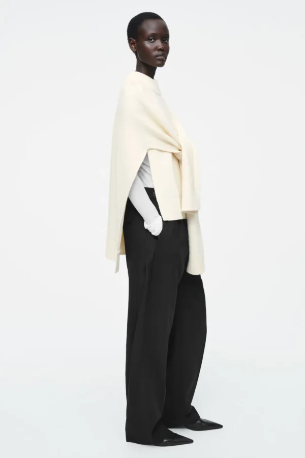 COS HYBRID WOOL CAPE SWEATER IVORY Shop