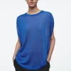 COS KNITTED CIRCLE-CUT T-SHIRT BLUE Best Sale