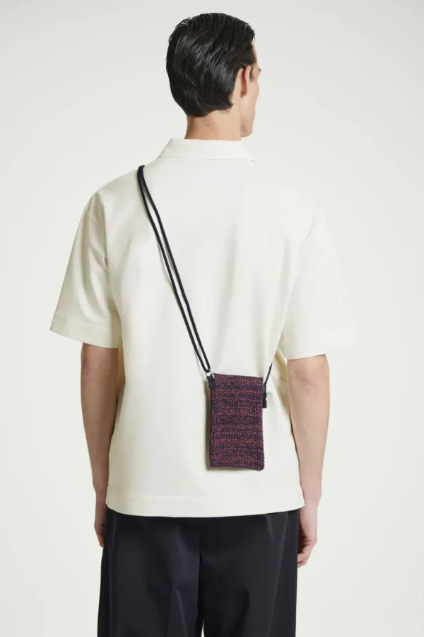 COS KNITTED PHONE POUCH NAVY / BROWN Outlet