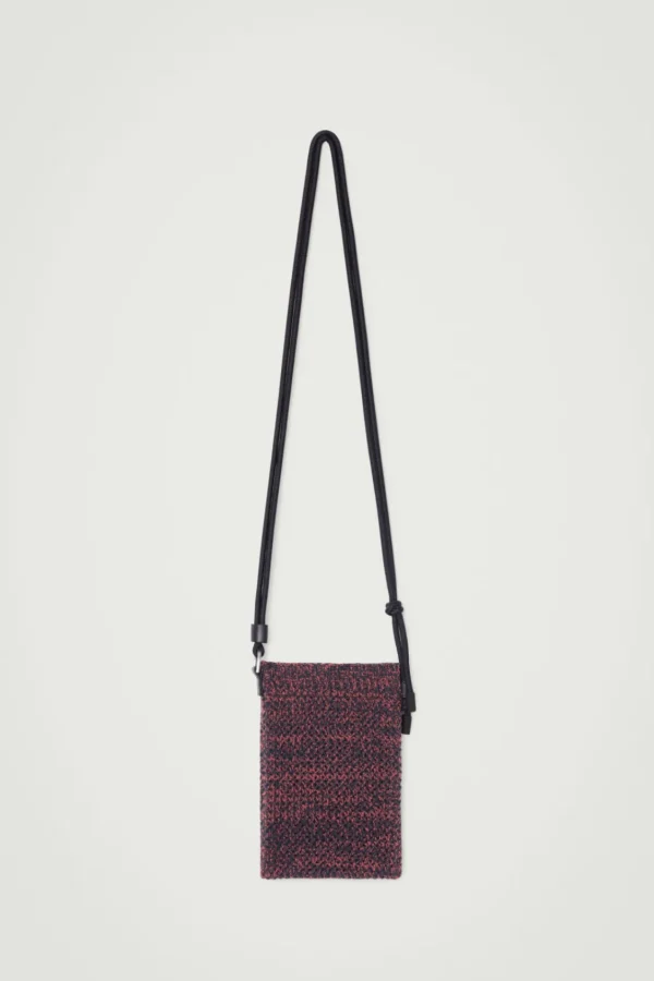 COS KNITTED PHONE POUCH NAVY / BROWN Outlet