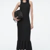 COS KNITTED RUFFLED-HEM MIDI DRESS BLACK Online