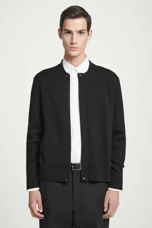 COS KNITTED WOOL BOMBER JACKET BLACK Store