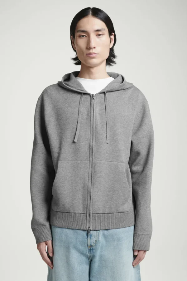 COS KNITTED ZIP-UP HOODIE GRAY MÉLANGE Online