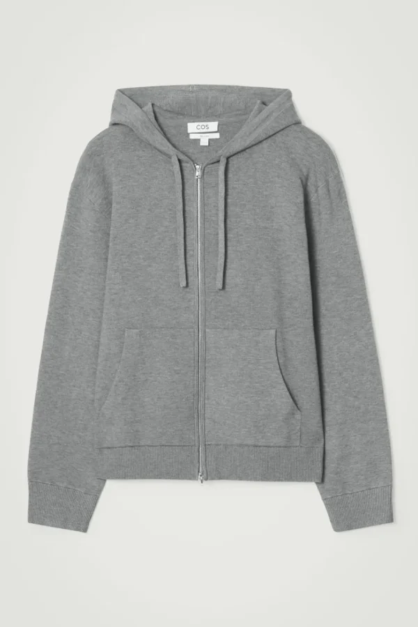 COS KNITTED ZIP-UP HOODIE GRAY MÉLANGE Online