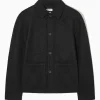 COS KNITTED-COLLAR WORKWEAR JACKET BLACK Best Sale