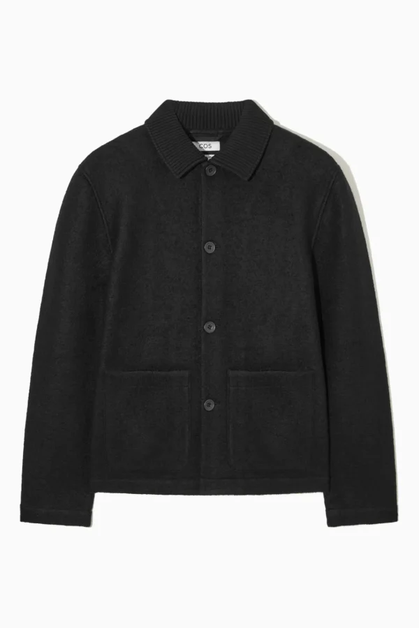 COS KNITTED-COLLAR WORKWEAR JACKET BLACK Best Sale