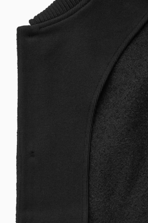 COS KNITTED-COLLAR WORKWEAR JACKET BLACK Best Sale