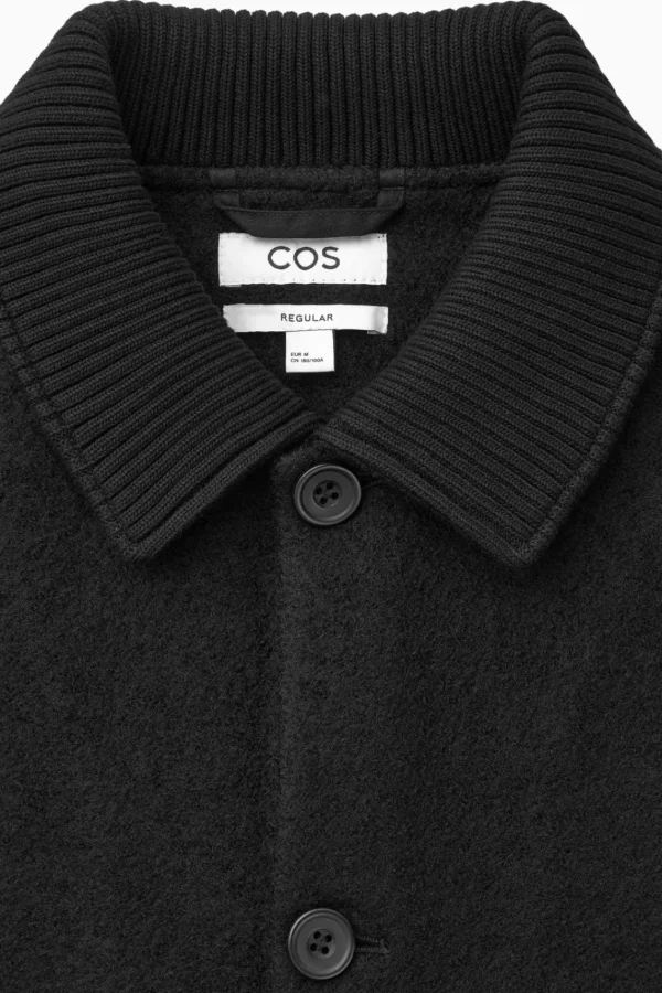 COS KNITTED-COLLAR WORKWEAR JACKET BLACK Best Sale