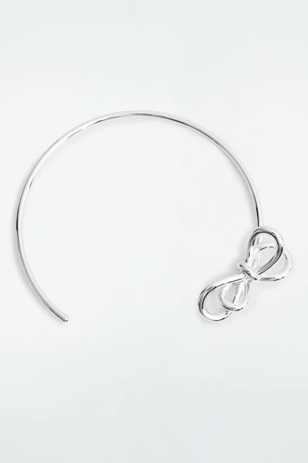 COS KNOTTED BOW CHOKER SILVER New