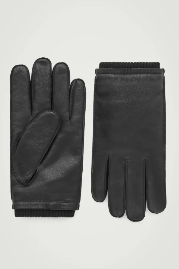 COS LEATHER GLOVES BLACK Clearance