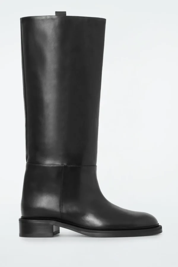 COS LEATHER RIDING BOOTS BLACK Online