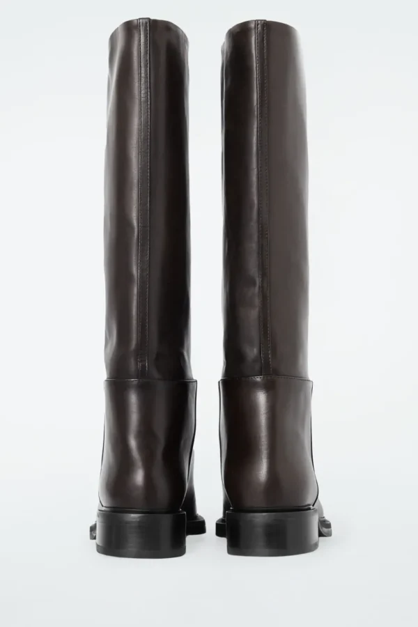 COS LEATHER RIDING BOOTS DARK BROWN Sale