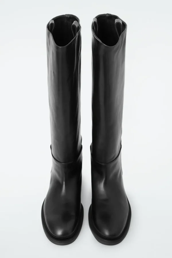 COS LEATHER RIDING BOOTS BLACK Online