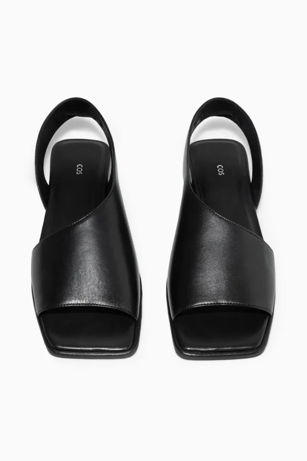 COS LEATHER SLINGBACK SANDALS BLACK Clearance